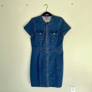 Guess Y2K Denim Short Sleeve Zipper Dress